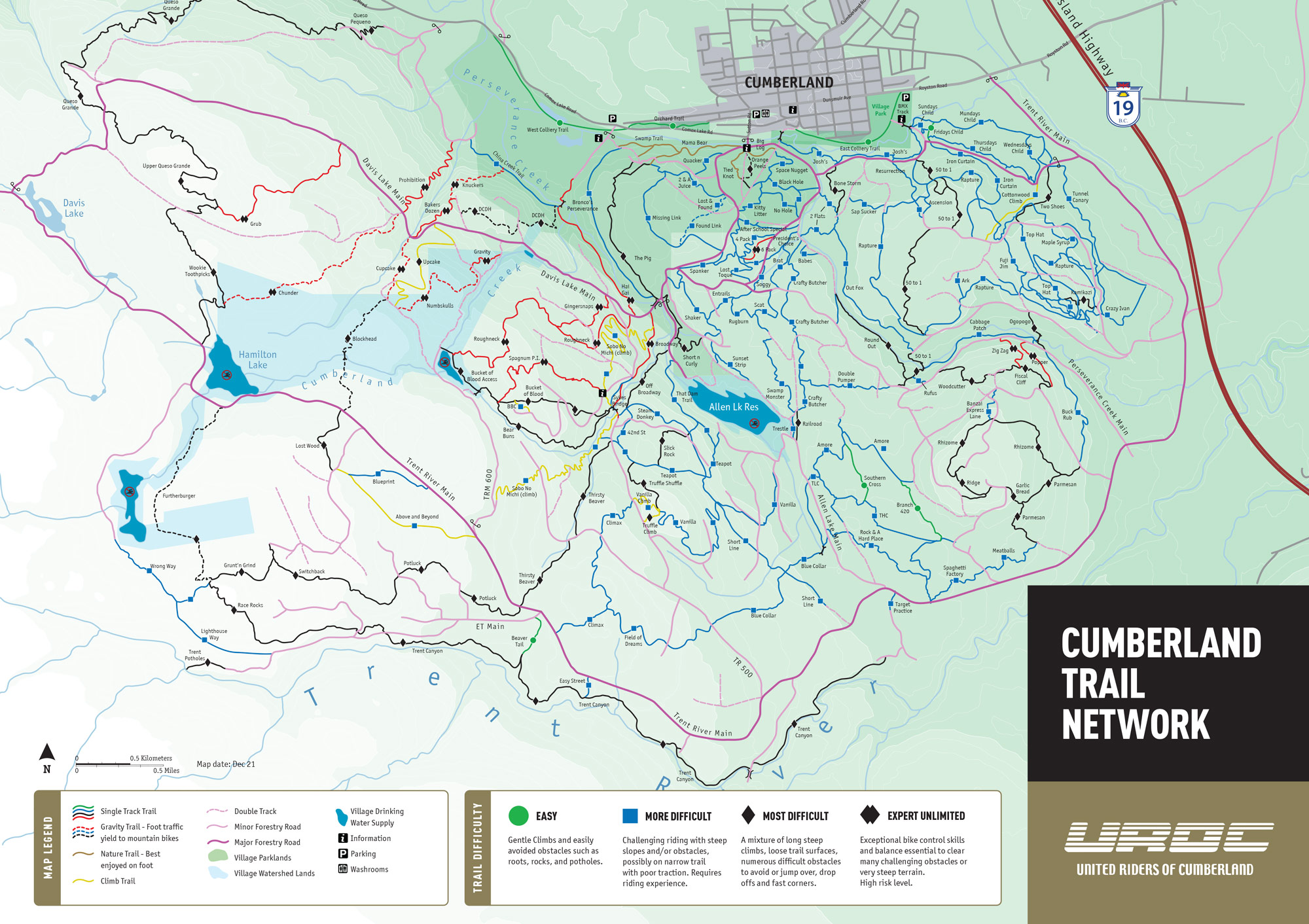 Cumberland Trail Network map by UROC, December 2021